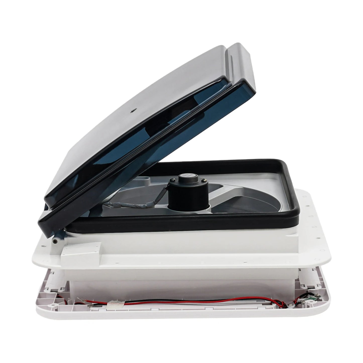 Claraboja con Ventilador 12V para RV y Camper | Extractor de Techo 28×28 cm con Luz LED y 6 Velocidades