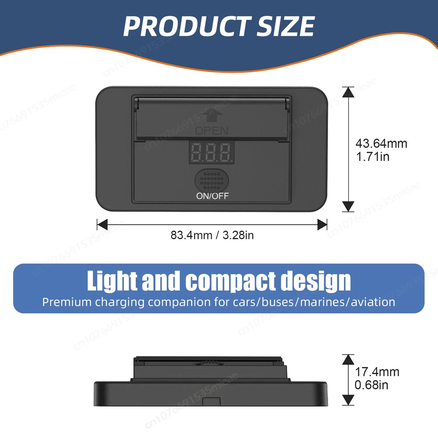 Toma USB Cuádruple 12–24V 84W con Interruptor y Voltímetro