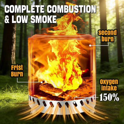 Hornillo Leña Sin Humo - Combustión Eficiente + Acero Inox para Camping