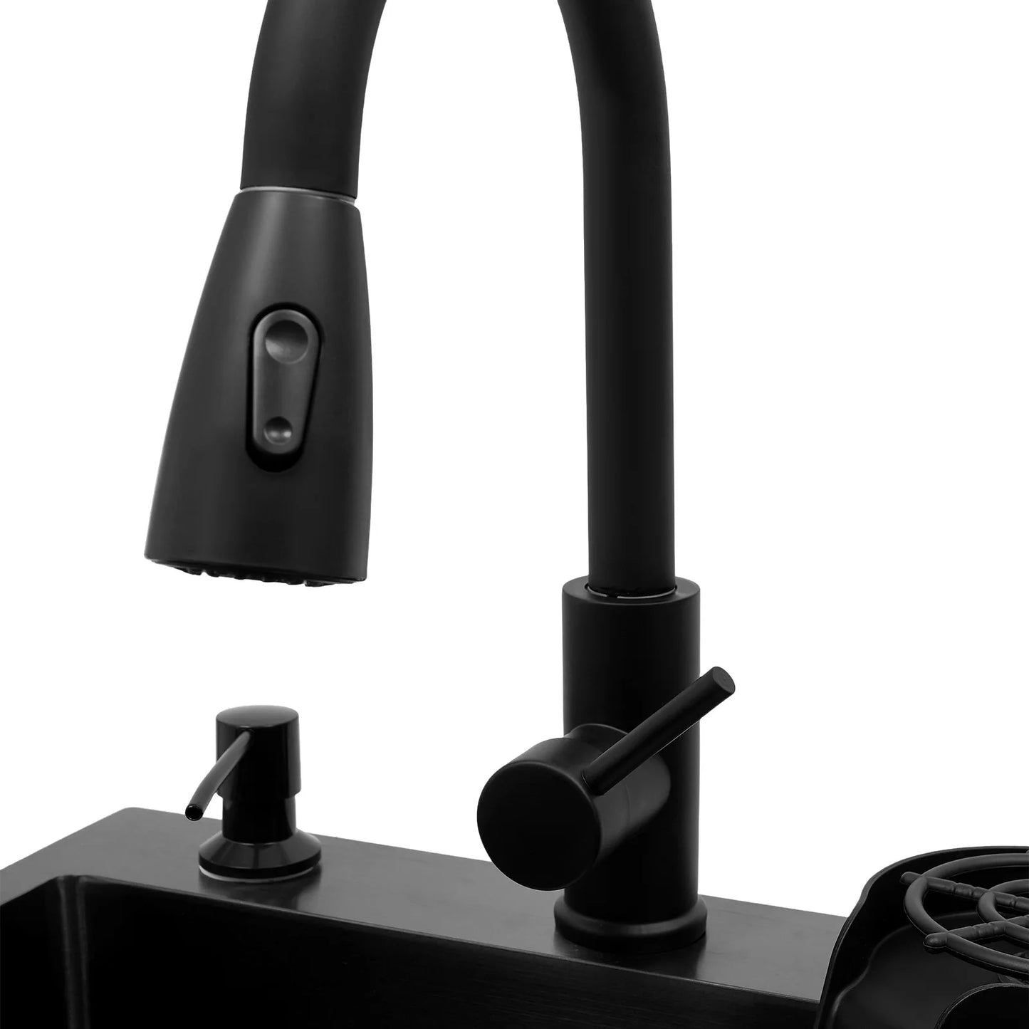 Stainless Steel Kitchen Sink with Pull-Out Tap, Black (40×45 cm) 