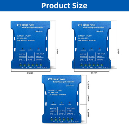 12V/24V PWM Solar Charge Controller with Bluetooth and USB