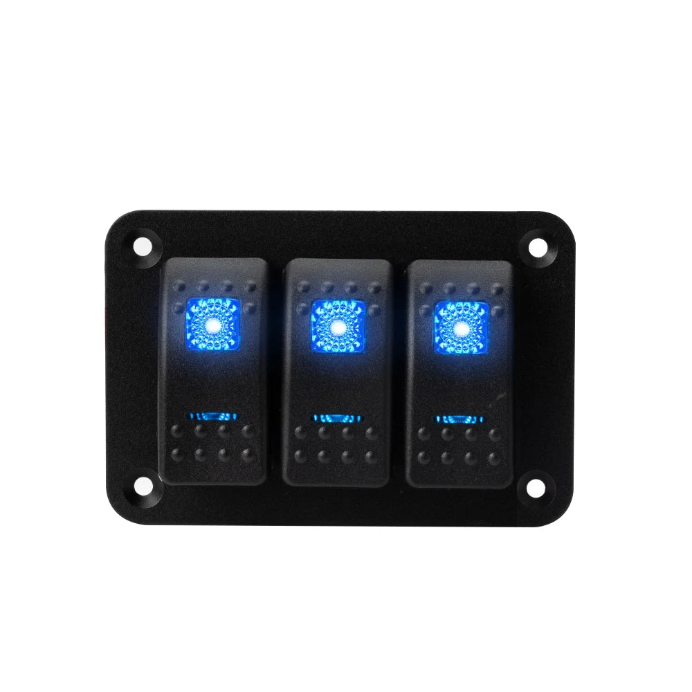 Panel de Interruptores Náutico Estanco 12V con USB y Voltímetro Digital