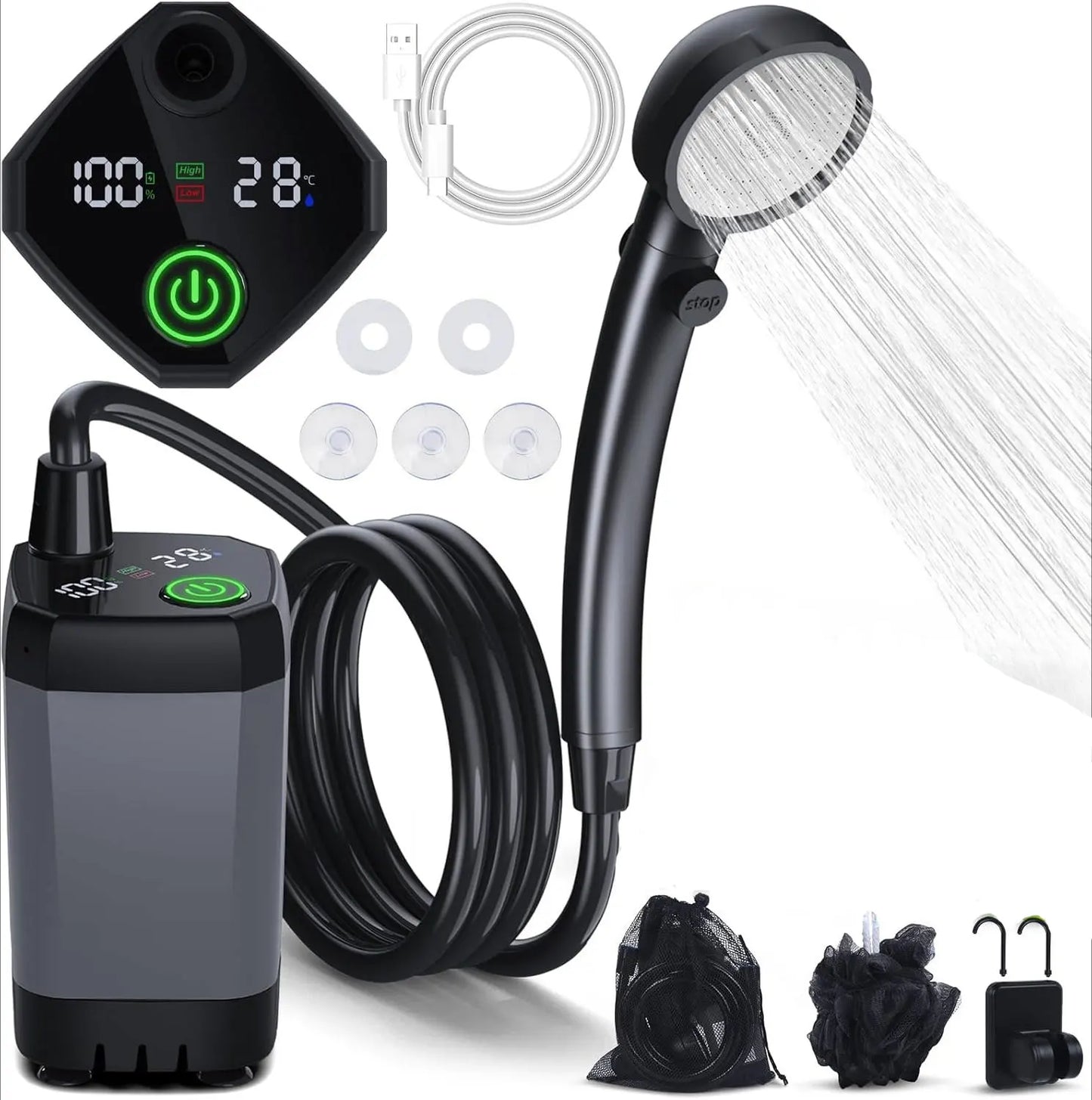 Portable Camping Shower with Temperature Display