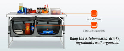 Mesa de Cocina Plegable de Camping VEVOR | Estación de Cocina Portátil para Camper, RV y Exterior