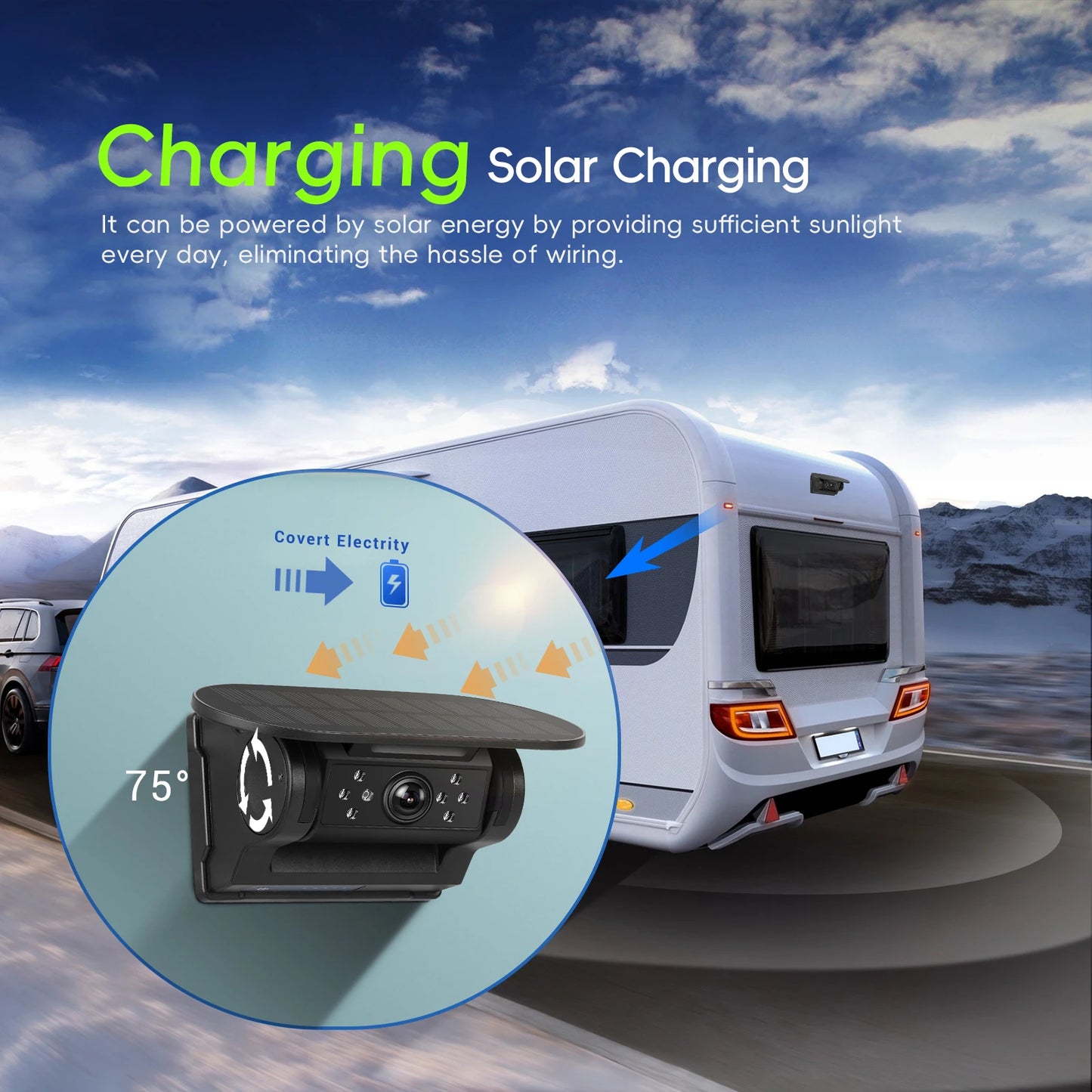 Universal - Cámara WiFi Solar 720P - Visión Nocturna + Magnética Impermeable para RV