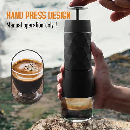 Cafetera Espresso Manual  - Sin Electricidad + 3-en-1 (Cápsulas/Molido)