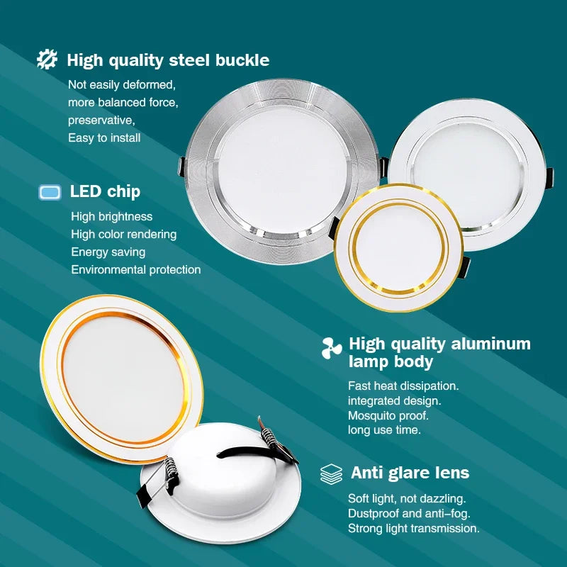 Downlight LED Empotrable Ultrafino 5W–18W | Luz Cálida o Fría