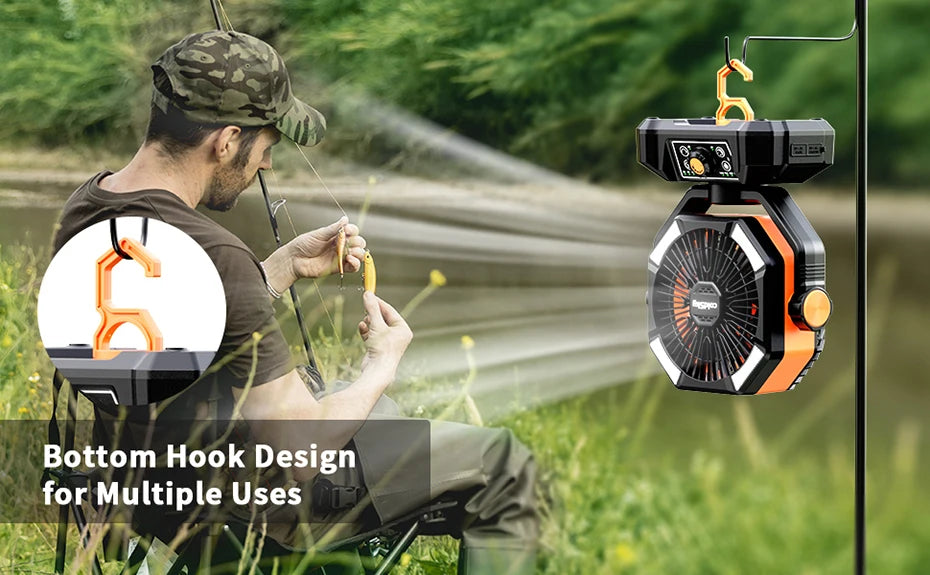 20000mAh Portable Desk Fan with Remote Control, 8 Speeds, and USB Charging