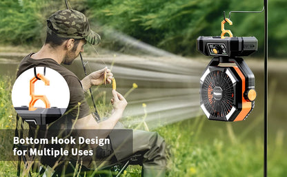 20000mAh Portable Desk Fan with Remote Control, 8 Speeds, and USB Charging