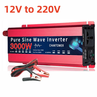 Inversor de Corriente Onda Pura 12V/24V a 110V–220V | 800W–1500W Continuos con Pantalla LCD para RV y Camper