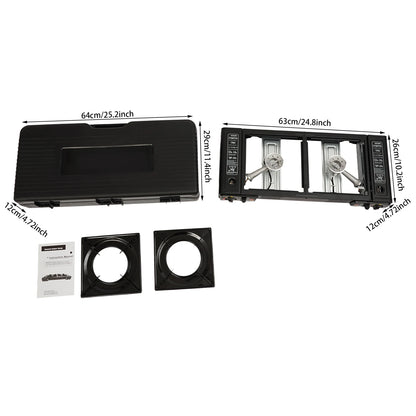 Réchaud de camping 2 feux 2500W - Allumage piézoélectrique + Gaz butane (3-5 personnes)