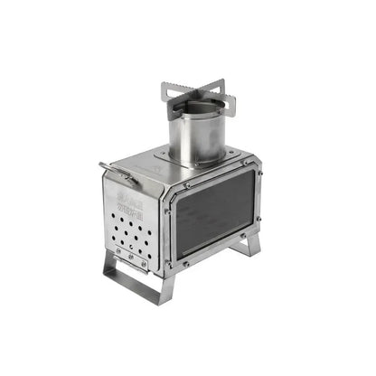 Hornillo Leña Cuadrado Acero Inox - Portátil + Bolsa para Camping y Exterior