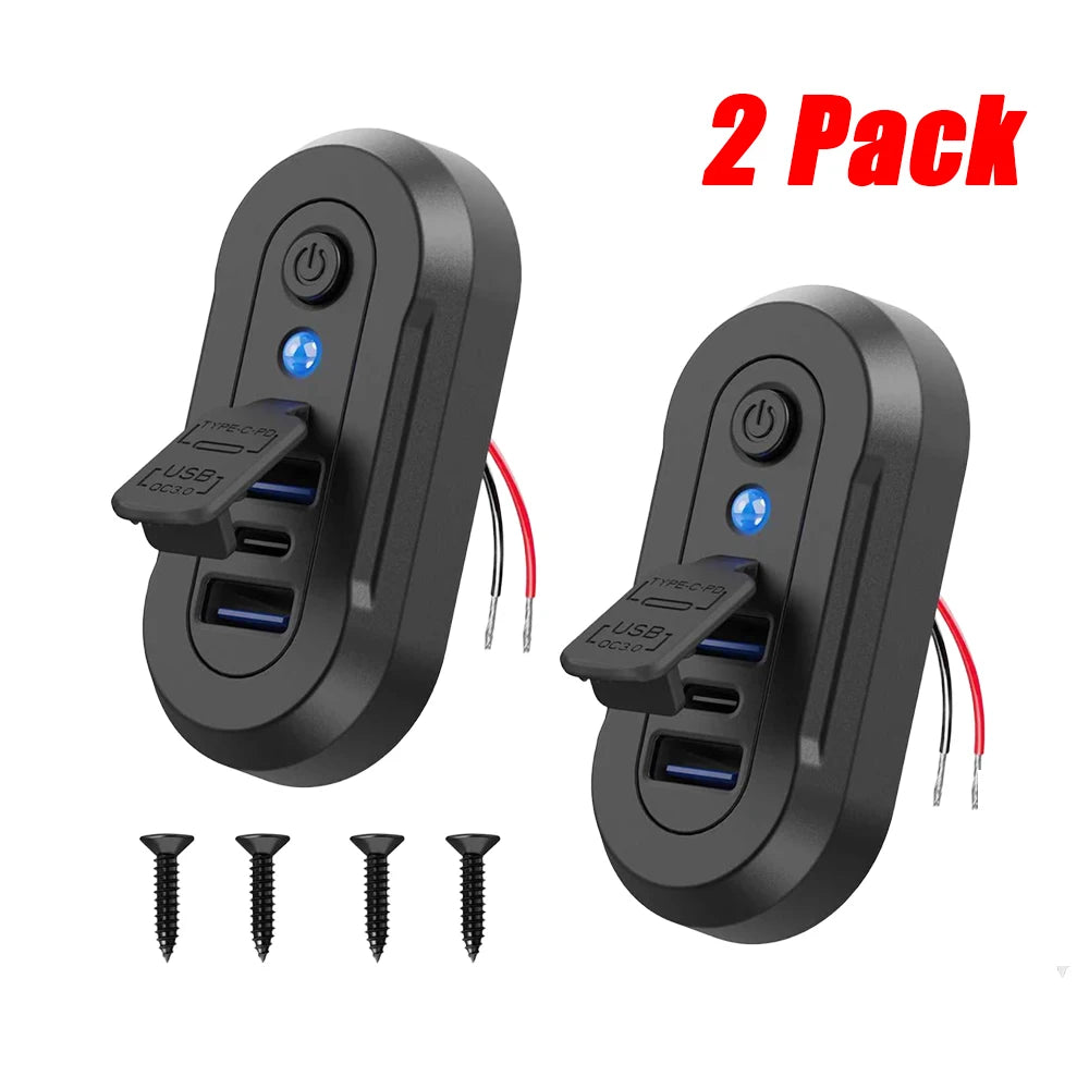 Cargador USB Empotrable 12–24V con 3 Puertos de Carga Rápida