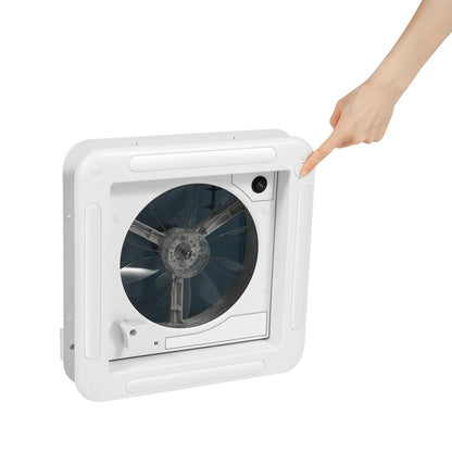 Claraboya de Techo 28×28 cm para RV y Camper – Ventilador Manual 12V con Luz LED IP68