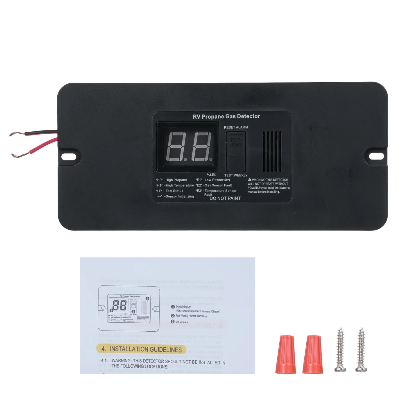 Detector Digital de Gas Propano 12V para RV y Cocina | Alarma de Fugas con Pantalla y Botón Test/Reset