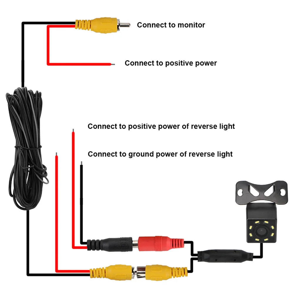 Cámara de Marcha Atrás Cableada QIYOU 170° IP68 para Coche, Camper, Remolque y Camión