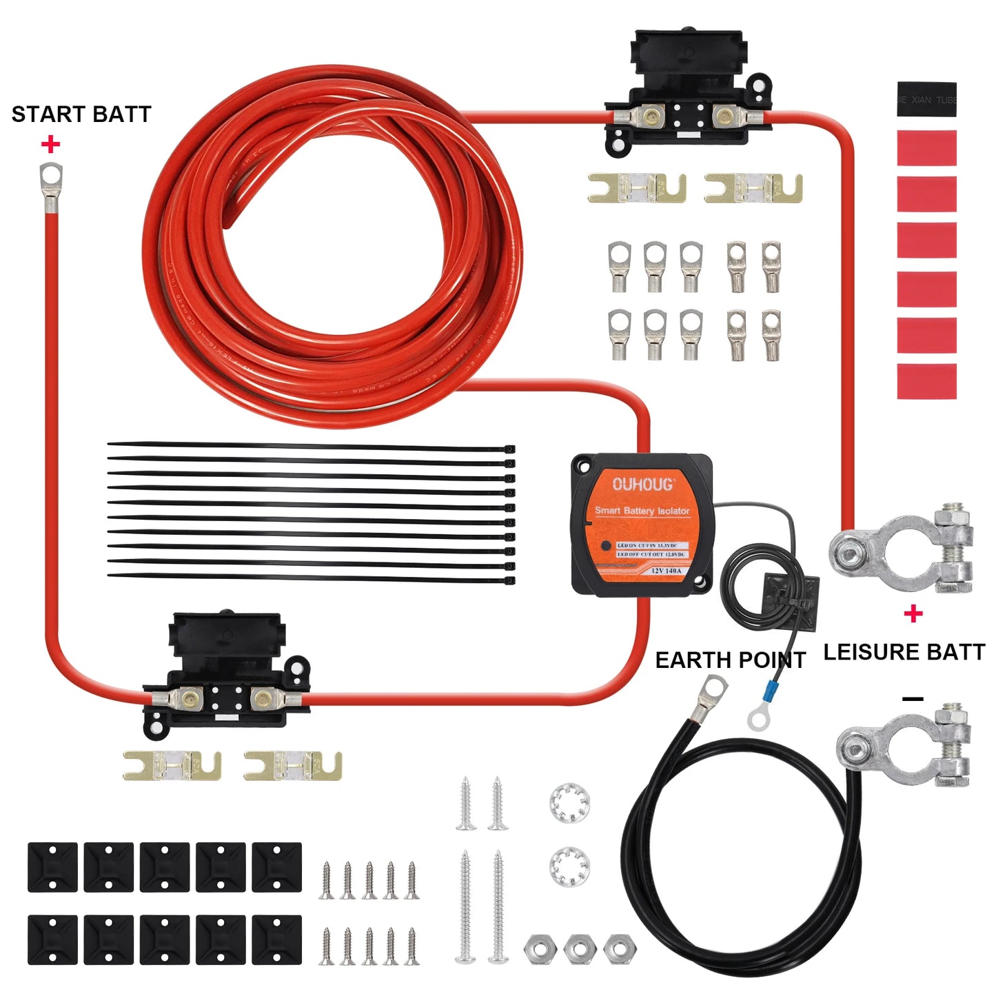 Kit de Relé de Carga Dividida 12V 140A con Detección Inteligente de Voltaje para Camper, Motorhome, 4x4 y Barco