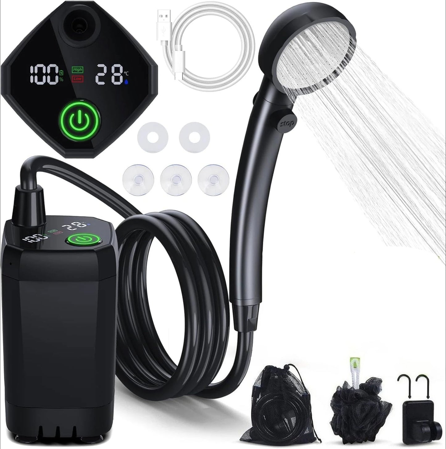 Portable Camping Shower with Temperature Display