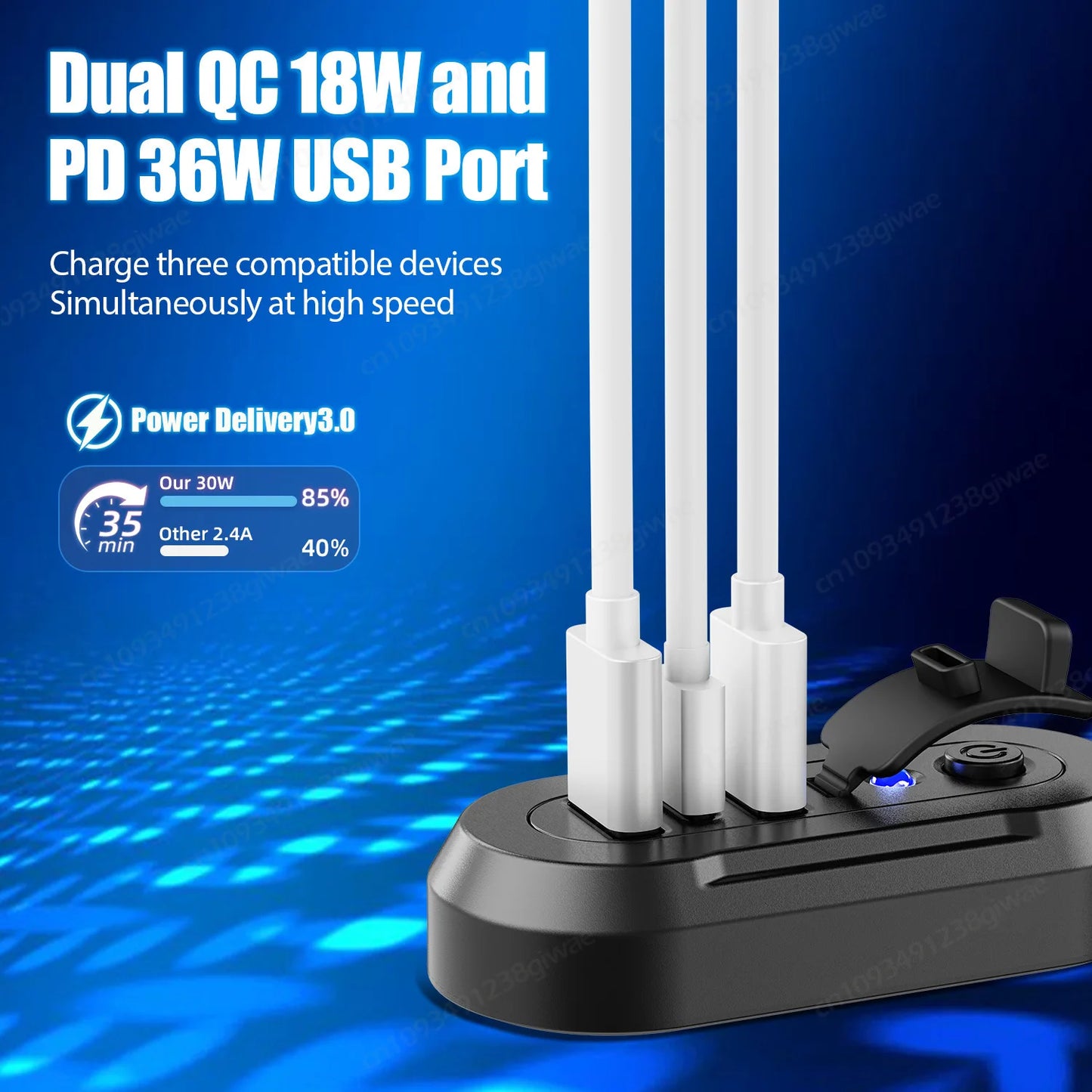 Cargador USB Empotrable 12–24V con 3 Puertos de Carga Rápida