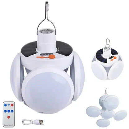 Foldable Solar Bulb - Rechargeable LED + 5 Modes + Remote Control (IP65)