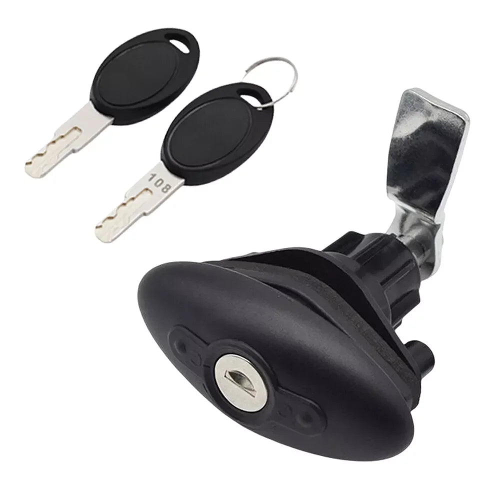 Cerradura Ovalada  Negra con Llave para Puerta de Caravana y Motorhome – Modelo 2007