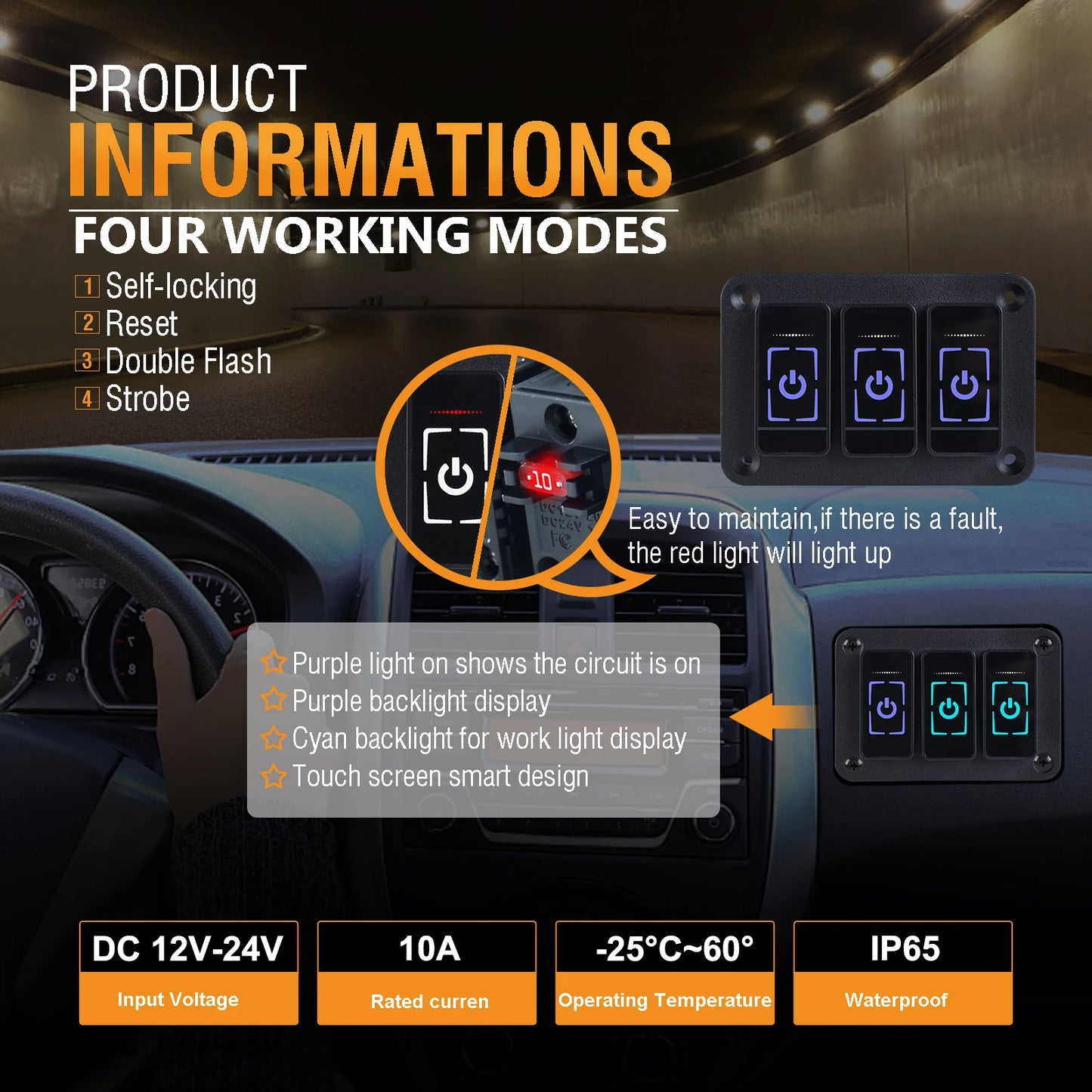 Panel de Interruptores Táctil Inteligente 12V / 24V – 2 a 8 Vías