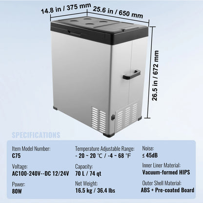 Nevera Portátil para Coche 12L – Frigorífico 12V/24V y 220V