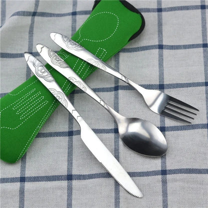 Couverts Acier Inox avec Étui - Set 3 Pièces + Néoprène (Camping/VR)