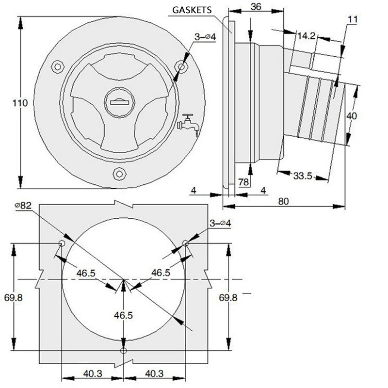 Bouchon de remplissage d'eau verrouillable Fiamma pour caravane et camping-car – Clés incluses, modèle 98658-001