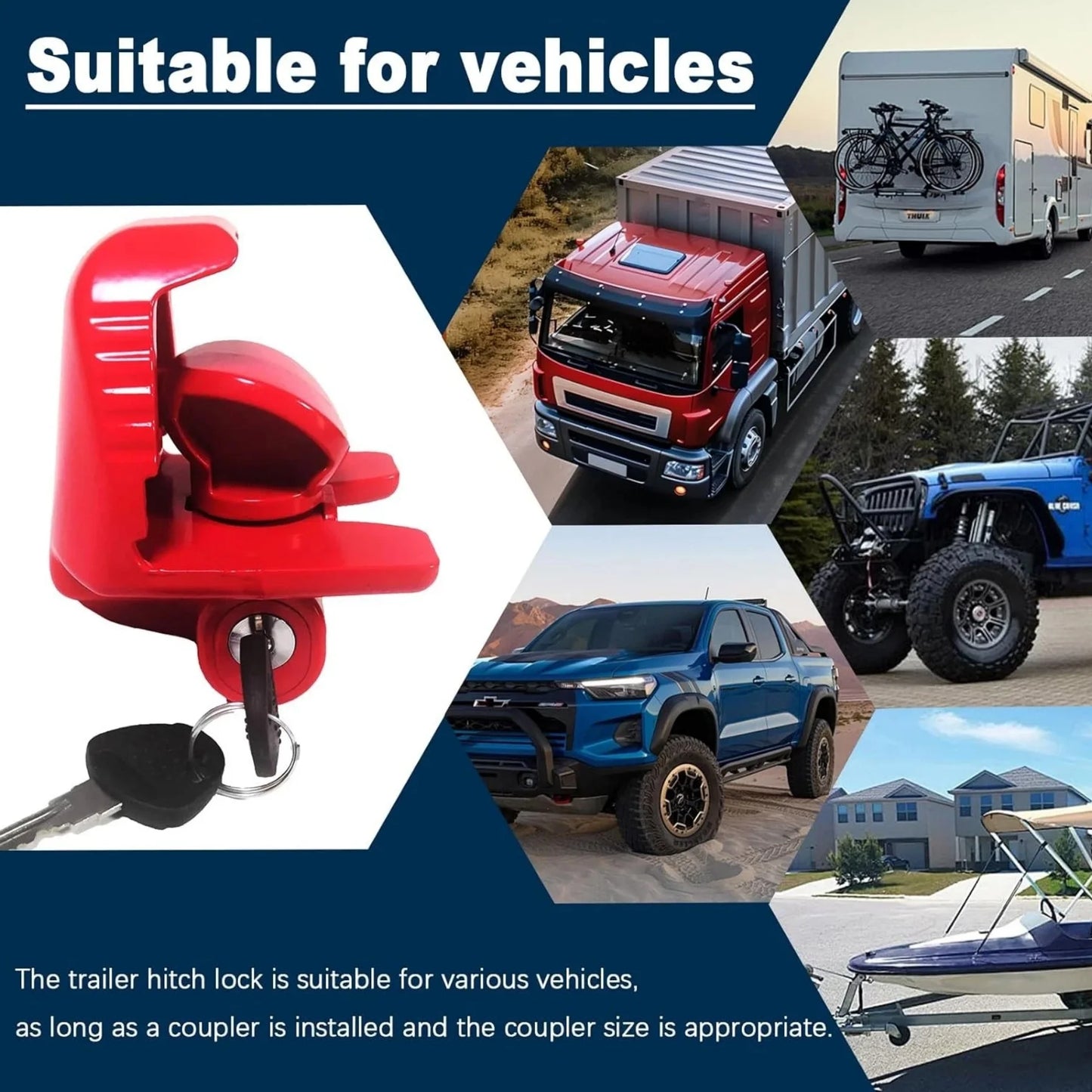 Universal Type Car Yacht Marine Trailer Hitch Lock Anti-Theft Lock Hitch Device Connection Trailer Assembly Towing Anti-Theft