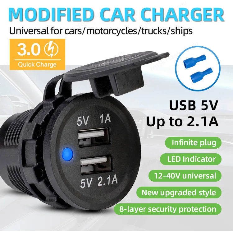 Toma USB Doble 12–24V para Vehículos