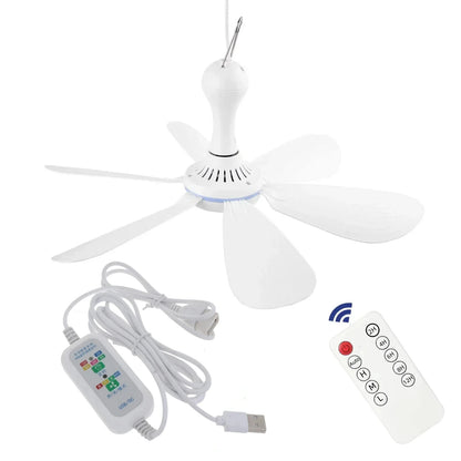 Ventilateur suspendu USB à 6 pales | Silencieux, portable et à faible consommation pour le camping et la maison