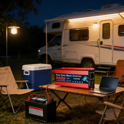 Inversor de Corriente Onda Pura 12V/24V a 110V–220V | 800W–1500W Continuos con Pantalla LCD para RV y Camper