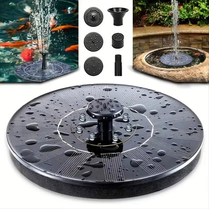 Fuente Solar Flotante - Bomba Sin Cables + 8 Boquillas + LED (Jardín/Terraza)