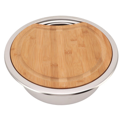 Évier de camping-car en acier inoxydable avec planche en bambou (360×120 mm)