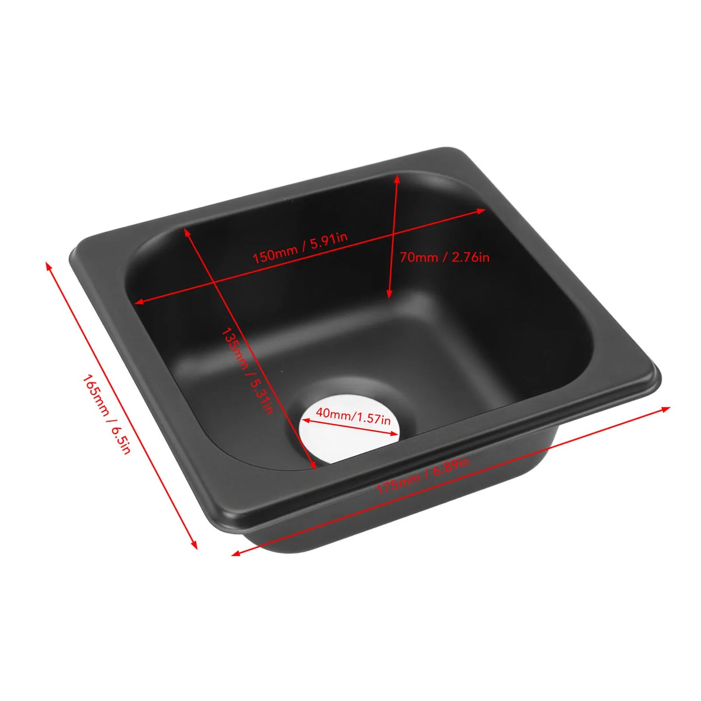 RV Compact Stainless Steel Sink (17.5×16×7 cm) 