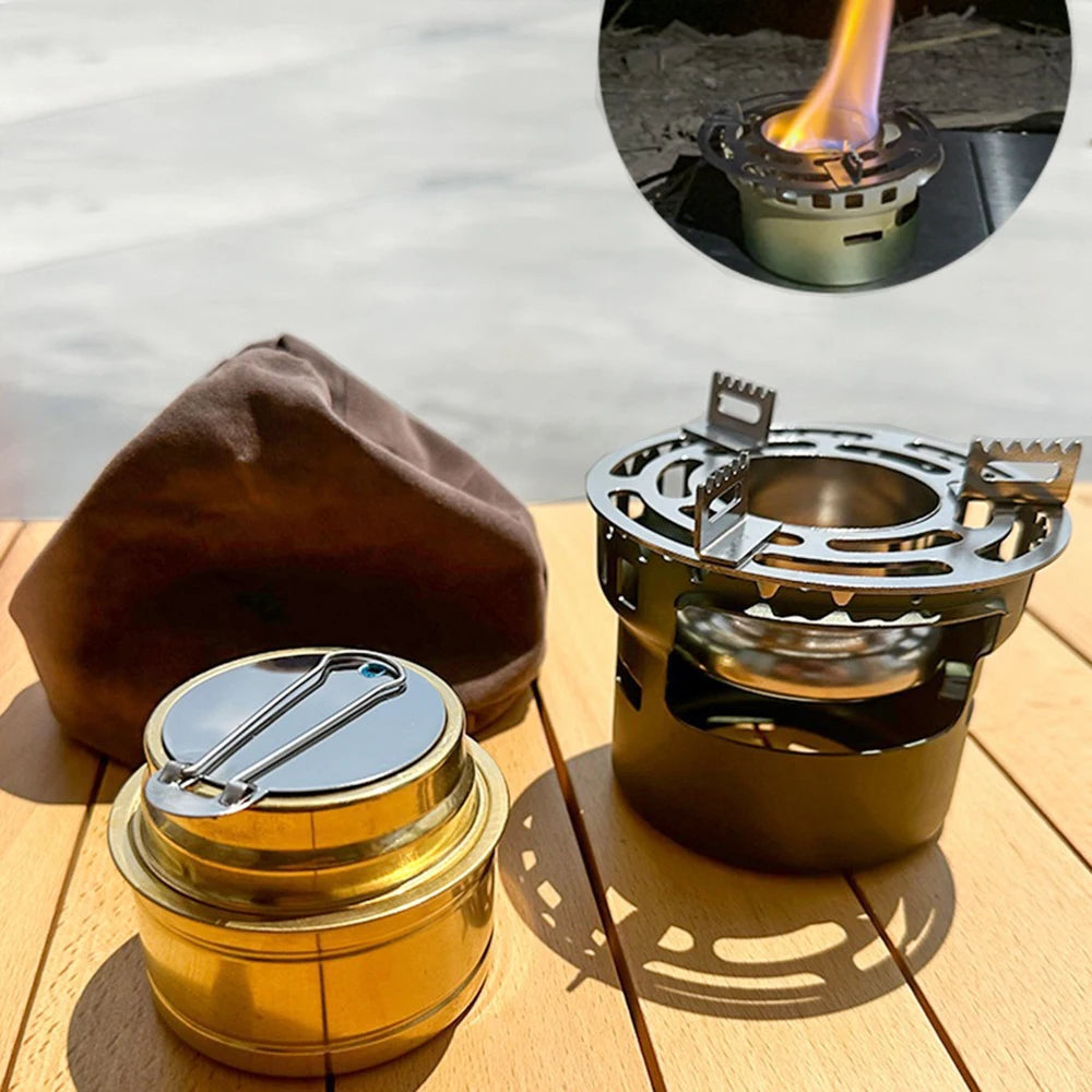 Mini Folding Alcohol Stove - Lightweight + Gas-Free for Camping