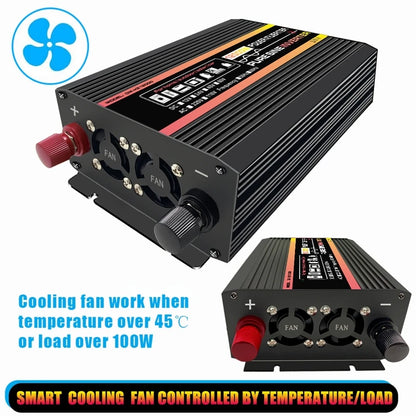 Inversor de Corriente Onda Pura Inteligente 12V/24V a 220V | 1500W–2000W Continuos con Pantalla Digital para RV y Camper