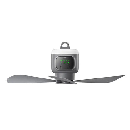 Ventilador Colgante Recargable con Control Remoto | 12000mAh, Aspas 450mm, Luz LED y Temporizador
