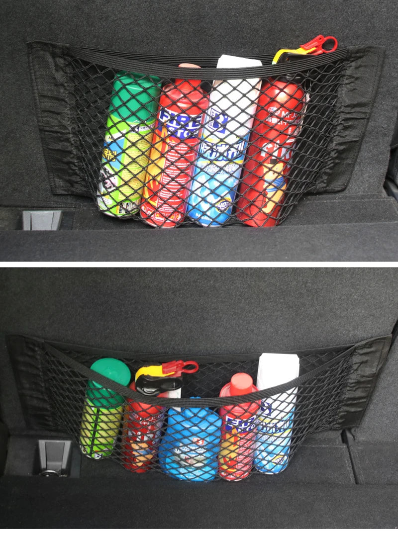 Car Seat Back and Trunk Net Organizer – Universal Elastic Pocket