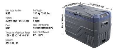 Nevera Portátil Compresor 30/37/45L – Frigorífico 12V/24V y 220V