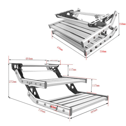 Escalón Plegable de Aluminio para Camper y Autocaravana – Simple o Doble Peldaño Antideslizante