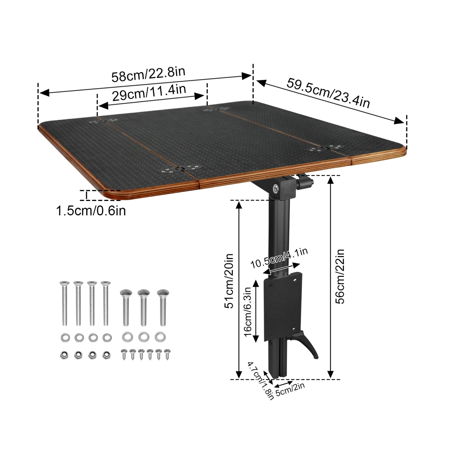 Table Pliante Pivotante pour Fourgon Aménagé - Fixation Latérale · Sans Perçage · 360° · Bouleau · Sprinter/Transit/Ducato