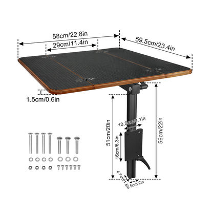 Table Pliante Pivotante pour Fourgon Aménagé - Fixation Latérale · Sans Perçage · 360° · Bouleau · Sprinter/Transit/Ducato
