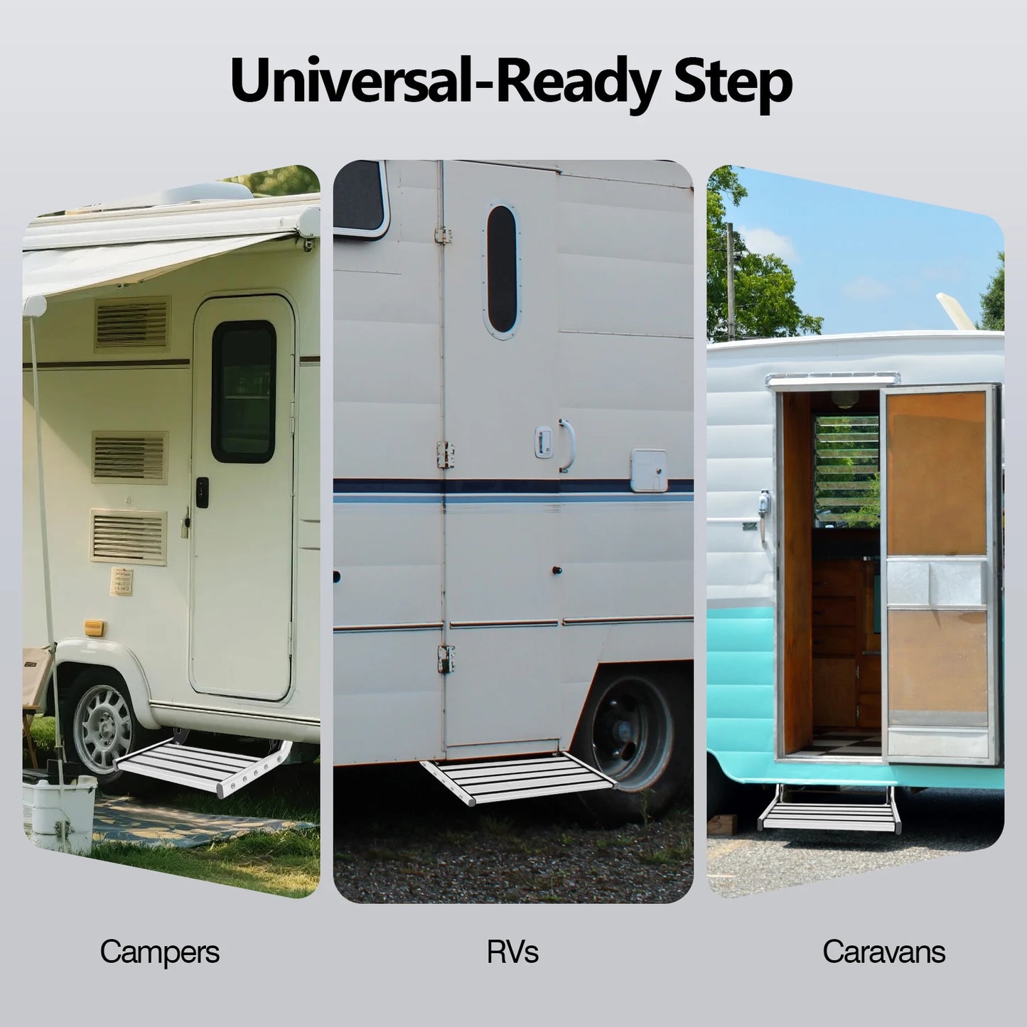 Escalón Plegable de Aluminio con Luz LED 12V para Camper y Autocaravana – Antideslizante