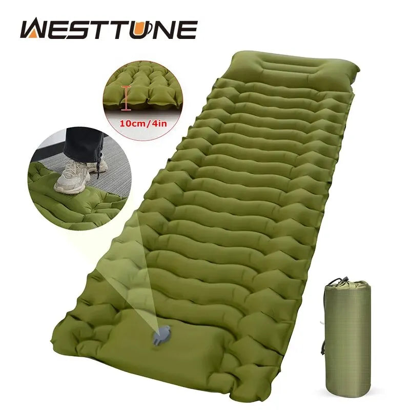 Colchón Inflable WEST TUNE con Bomba Integrada | Colchoneta de Camping Gruesa y Compacta