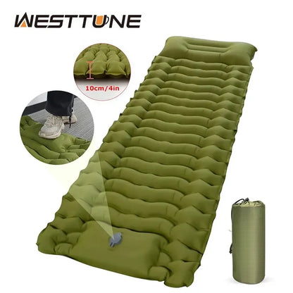 Colchón Inflable WEST TUNE con Bomba Integrada | Colchoneta de Camping Gruesa y Compacta