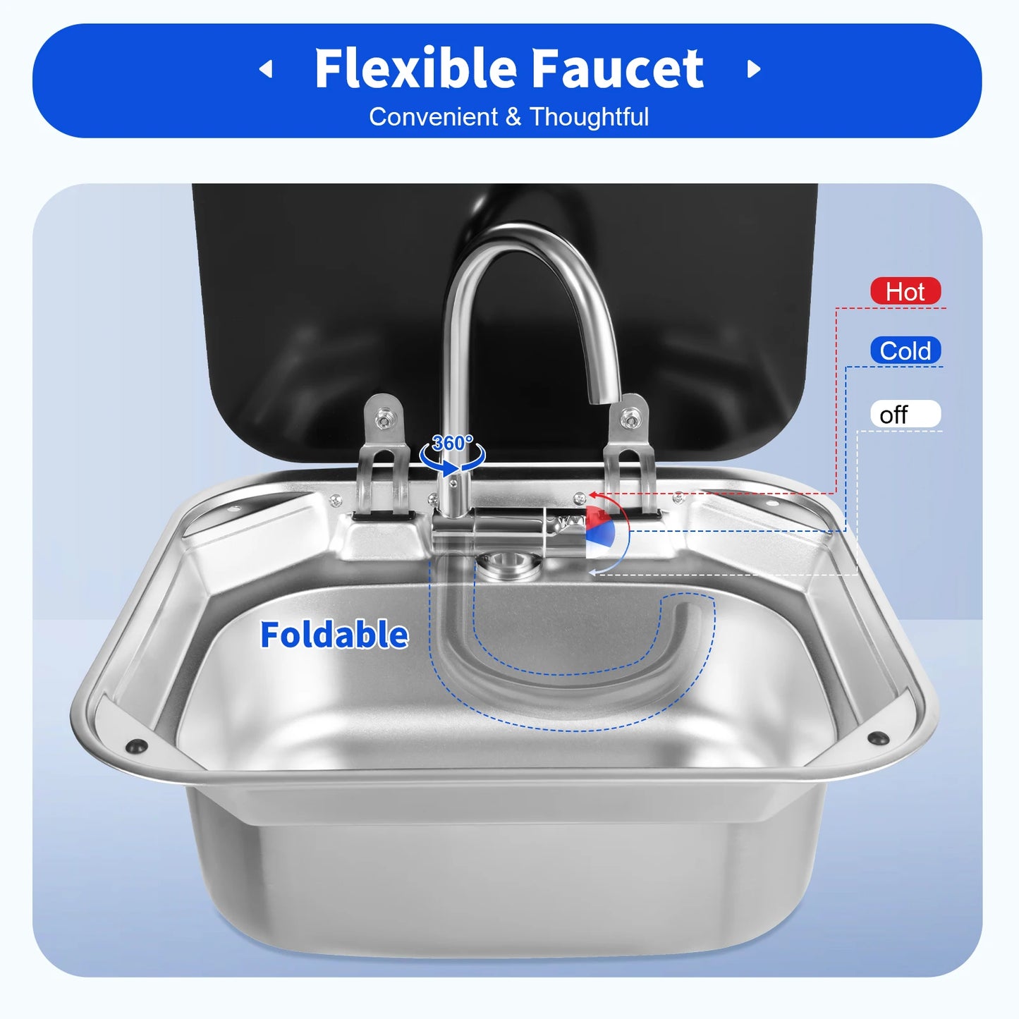 Évier pour camping-car et bateau – Acier inoxydable 