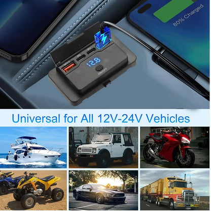 Cargador USB Empotrable 12–24V con PD y QC3.0