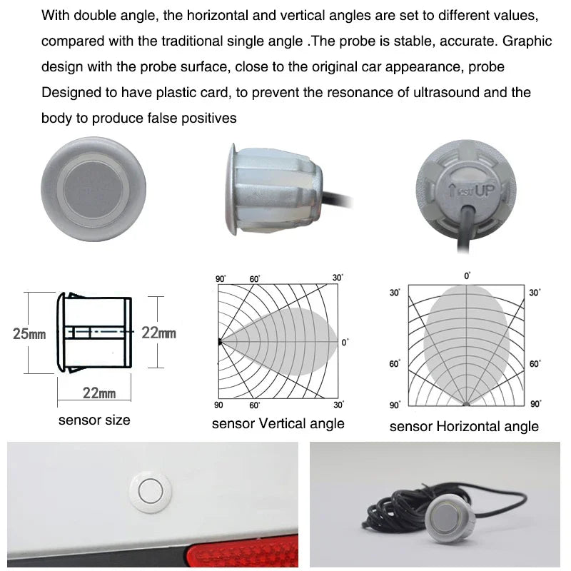 Sensor de Aparcamiento Delantero Invisible QXNY – Radar Ultrasónico con Alarma Sonora, Detección 0,3–1 m, 12V